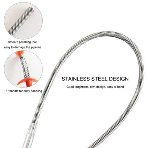 Sink Clean Steel Pipe- 360 Spring Pipe Cleaner