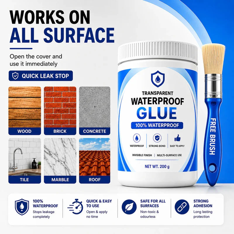 Transparent Waterproof Glue + Free Brush  ( BUY 1 GET 1 FREE )
