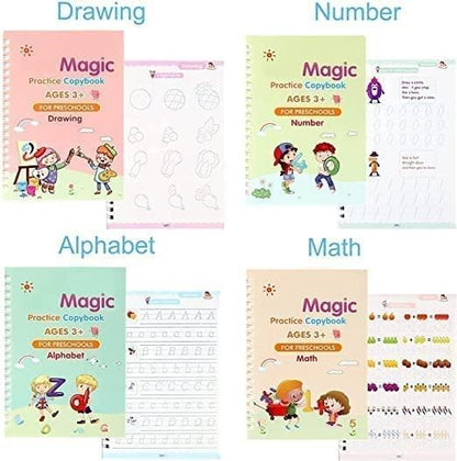 Magic Practice Copybook (4 BOOKS,1 PEN,1 GRIP,10 REFILL)