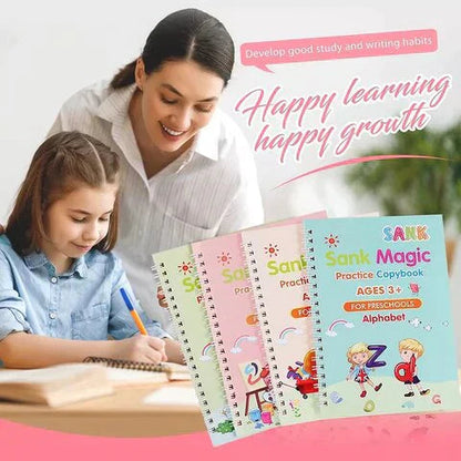 Magic Practice Copybook (4 BOOKS,1 PEN,1 GRIP,10 REFILL)