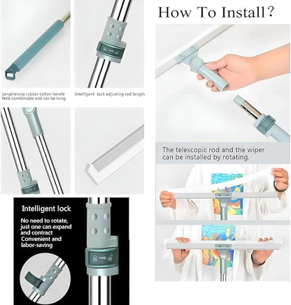 360° Extendable Floor & Bathroom Wiper – Telescopic Steel Handle Squeegee