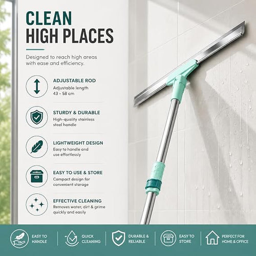 360° Extendable Floor & Bathroom Wiper – Telescopic Steel Handle Squeegee
