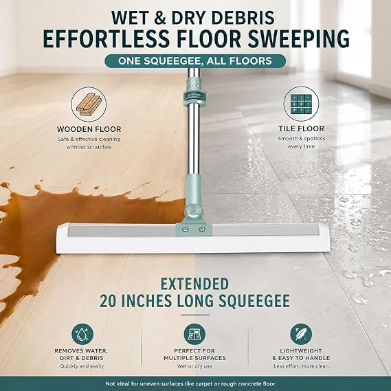 360° Extendable Floor & Bathroom Wiper – Telescopic Steel Handle Squeegee