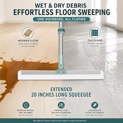 360° Extendable Floor & Bathroom Wiper – Telescopic Steel Handle Squeegee