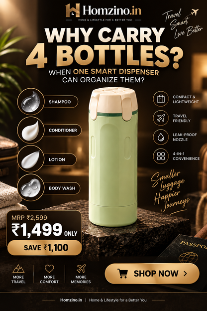 4-in-1 Travel Toiletry Bottle – Leakproof Refillable Shampoo, Lotion & Dispenser